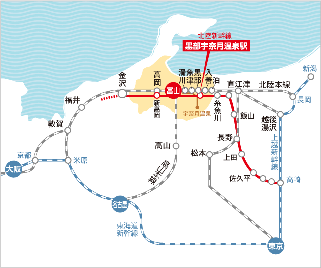 にいかわへの電車でのアクセスマップ